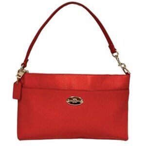 Coach Leather Pop Pouch Red Orange Pebbled Leather Convertible Strap F52598